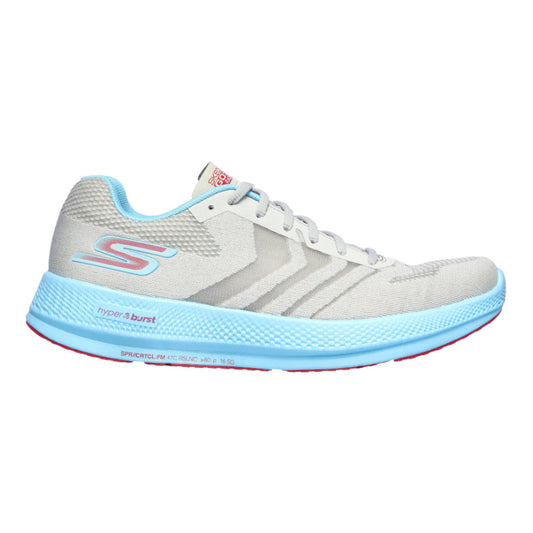 Women's Skechers Go Run Razor +, Grey/Aqua, 6 B Medium